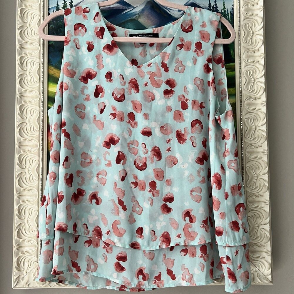 Zac & Rachel Top‎ Womens Sz Large Petite Chiffon Tiered Flowy Tank Fairy